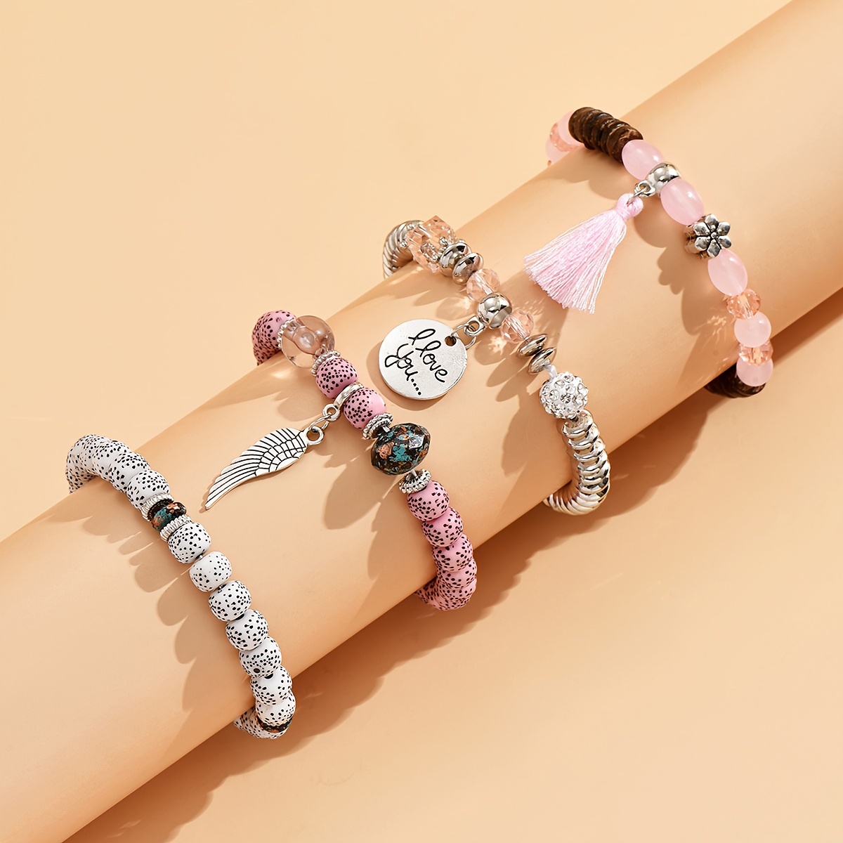 Boho Stacking Bracelets with Charms & Tassels, Ideal Teen Gift